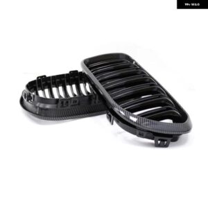 フロント バンパー キドニー グリル ラジエーター ガード グリル Mパフォーマンス カーアクセサリー BMW 1シリーズ F20 F21 2015-2019 120I LCI - Double　Line　Carbon