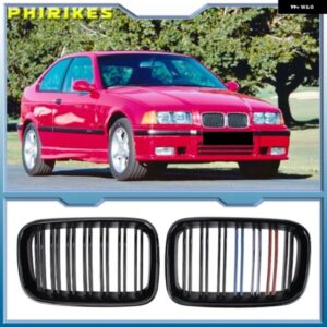1ペア 光沢ブラック キドニースポーツフード グリル グリル 1992 - 96 BMW E36 318I 325I