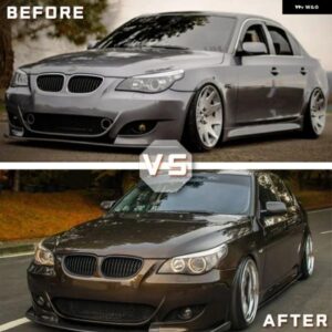 フロント バンパー レーシング M5 グリル グロッシーブラック クローム カーボン M グリル BMW 5シリーズ E60 E61 2004-2009 530I 535I 540I アクセサリー - Double　Line　Black