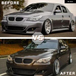 1ペアグロスブラックフロントキドニー グリル ダブルスラットダブルライン グリル BMW E60 E61 5シリーズ2003-2010カーアクセサリークーペ - Double　Line　Black