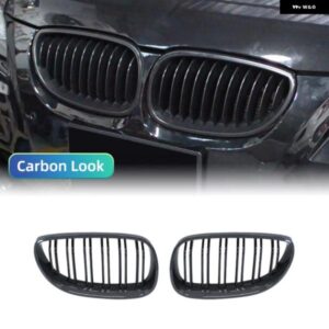 1ペアグロスブラックフロントキドニー グリル ダブルスラットダブルライン グリル BMW E60 E61 5シリーズ2003-2010カーアクセサリークーペ - M　Color