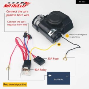 12V 200W カーボン スタイル カタツムリ型 コンパクト 超大音量 450HZ エアホーン リレー付き 車 オートバイ バイク トラック 大型 トラック ヨット ボート - Carbon　streaks