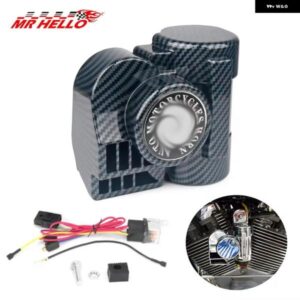 12V 200W カーボン スタイル カタツムリ型 コンパクト 超大音量 450HZ エアホーン リレー付き 車 オートバイ バイク トラック 大型 トラック ヨット ボート