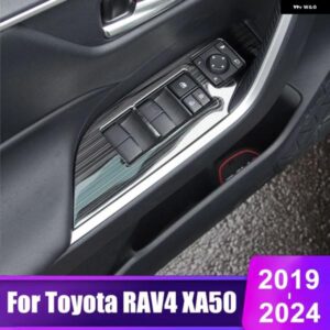 トヨタ RAV4 XA50 2019 - 24 RAV 4 ハイブリッド カーウィンドウガラスリフトスイッチ パネル ボタン トリム カバー アクセサリー