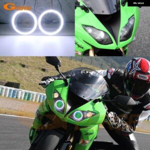カワサキ NINJA ZX-6R ZX6R ZX600 09-12 ZX-10R ZX10 08-10 超高輝度 COB LED エンジェルアイキット ハローリング