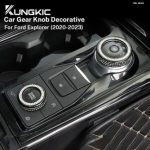 車用ギアノブ 装飾 2個 フォード エクスプローラー 2020 - 23 LHD RHD メタルシルバーリング トリム カバー アクセサリー