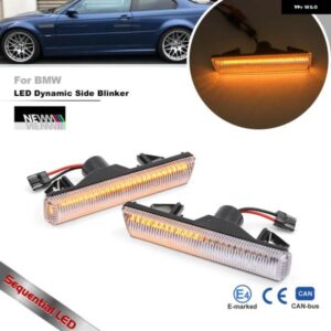 ダイナミックLEDウィンカーリピーター BMW 3シリーズE46 M3 7シリーズE38 01-06 CANバスフェンダー ウィンカーランプ ちらきなしサイドマーカー