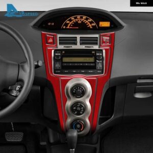 リアルソフトカーボン ステッカー LHD RHD 車用 セントラ ル コントロール CD ACノブ パネル トリム トヨタ ヤリス 2006 - 11 - For　LHD　Outer　Red