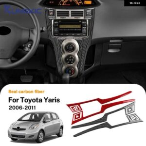 リアルソフトカーボン ステッカー LHD RHD 車用 セントラ ル コントロール CD ACノブ パネル トリム トヨタ ヤリス 2006 - 11
