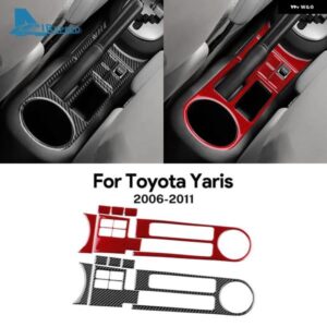 リアルソフトカーボン ステッカー LHD RHD カーギアハンドブレーキウォーターカップアクセサリー トヨタ ヤリス 2006 - 11