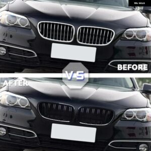 車用フロントキドニー グリル グリル BMW 5シリーズ F10 F11 F18 520D 530D 540I 2010 - 17 レーシング グリル - Double　Line　Black