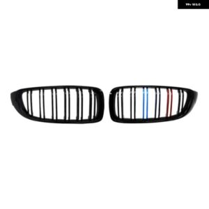 車用フロント バンパー グリル レーシング グリル BMW 4シリーズ F32 F33 F36 M3 F80 M4 F82 12-18 デュアルスラット 光沢ブラック アクセサリー - Carbon　Look