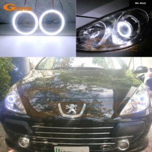 プジョー 307 T6 2005 - 09 デイライト エクセレント 超高輝度 COB LED エンジェルアイキット ハローリング