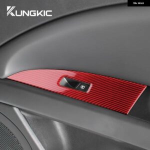リアルソフトカーボン ステッカー シートレオン 2005 - 12 LHD RHD 車 4ドア ウィンドウ ボタン パネル トリム - For　RHD　Red　Carbon