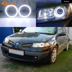 ルノー メガーヌ 2 II 2006 - 09 フェイスリフト デイライト 超高輝度 COB LED エンジェルアイキット ハローリング