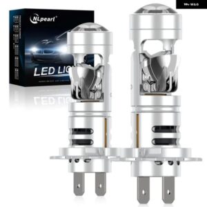 2個 H7 LED ヘッドライト バルブ CANBUS 6500K ホワイトライト H7 LED 1:1 ミニプロジェクターレンズ 超高輝度 30000LM ワイヤレス CSP 車用ランプ