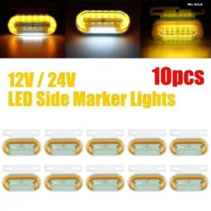 10個 12V/24V 12 LED イエロー 車 トラック サイド マーカーライト アウター ライト 信号表示ランプ ハザードテールトレーラーライト 3モード
