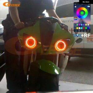 カワサキ NINJA ZX-6R ZX6R ZX600 07 08 ZX-10R ZX10 06 07 マルチカラー 超高輝度 RGB LED エンジェルアイキット ハローリング
