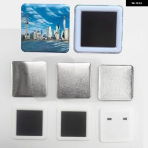 正方形 DIY 空白ピン ボタン バッジ素材 50X50MM 冷蔵庫用マグネット バッジ ボタン 作成パーツ パンチプレス機用品 - Soft　magnet