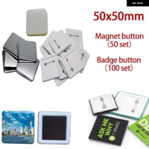 正方形 DIY 空白ピン ボタン バッジ素材 50X50MM 冷蔵庫用マグネット バッジ ボタン 作成パーツ パンチプレス機用品