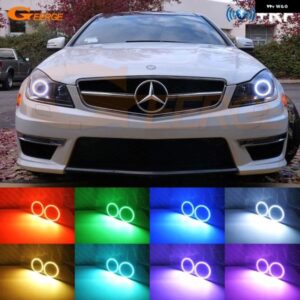 メルセデスベンツ C クラス C204 S204 W204 フェイスリフト RFリモート BLUETOOTH対応アプリ マルチカラー RGB LED エンジェルアイ ハローリング - For　halogen　HD