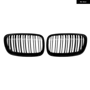 左右ペア E70 / E71 グロスブラック ダブルスラット キドニー グリル フロント バンパー グリル BMW X5 X6 2007-2013 - Double　Line　Carbon