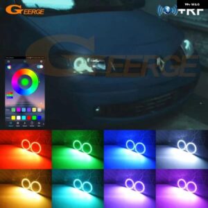 ルノー メガーヌ 2 II 2006 - 09 BTアプリ RFリモート コントロール マルチカラー 超高輝度 RGB LED エンジェルアイキット ハローリング