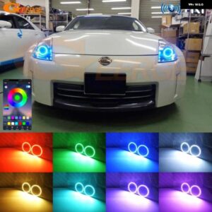 日産 350 Z 350Z RF ワイヤレスリモート BLUETOOTH対応アプリ付き 超高輝度マルチカラー RGB LED エンジェルアイキット ハローリング - For　06-09　HD