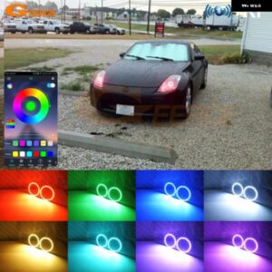 日産 350 Z 350Z RF ワイヤレスリモート BLUETOOTH対応アプリ付き 超高輝度マルチカラー RGB LED エンジェルアイキット ハローリング