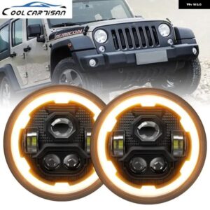 車 オートバイ バイク ヘッドライト エンジェルアイ DRL LED ヘッドライト 車 ジープ クリスタルレンズ 4X4 ライトハウス ハーレー ラングラー ジープ JK
