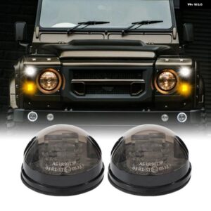 ランドローバー ディフェンダー 90 110 1987-2016 130 フロントリア ウィンカーライト DRL デラックス クリア LED ランプ アップグレード キット
