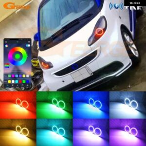 スマート フォーツー W451 2007 - 2014 RFリモートBLUETOOTH対応アプリマルチカラーRGB LEDエンジェルアイキット ハローリングライト
