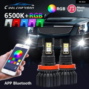 2023 多機能 RGB LED フォグランプ バルブ H8/H9/H10/9005/9006/5202 ドライビングランプ 12V 5370 LED 15000LM APP 制御 LED