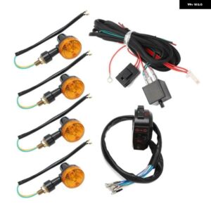 ヤマハ カワサキ 22MM 7/8インチ 12V 汎用 オートバイ バイク インジケーター 配線 ハーネス スイッチ 4X インジケーター ウィンカーライト 付き
