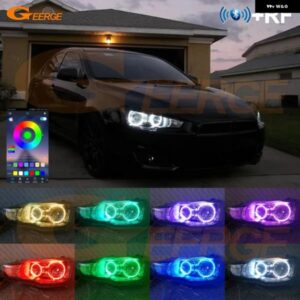 三菱 ランサー 2008-2015 BTアプリ RFリモート コントロール 超高輝度マルチカラーRGB LEDエンジェルアイキット ハローリング