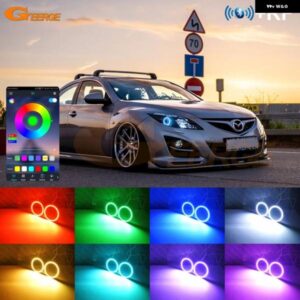 マツダ 6 マツダ 6 アテンザ GH MK2 RFリモートBLUETOOTH対応アプリ マルチカラー超高輝度RGB LEDエンジェルアイキット ハローリング