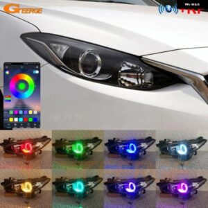 マツダ 3 マツダ 3 アクセラ BM BN 2013 - 2019 BLUETOOTH対応アプリ マルチカラー 超高輝度 RGB LED エンジェルアイ ハローリングライト - For　BM　BN　1