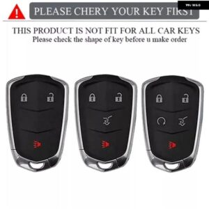 合金 レザーリモートキーフォブカバー ケース キャデラック XT5 CT6 ATS CTS SRX 2015-19 - Red　4　Button