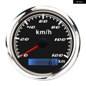 汎用 スピード メーター 12V/24V ランニング距離計 85MM 120KM/H LCD アワーメーター タコメーター バックライト マリンカー オートバイ バイク ブラック