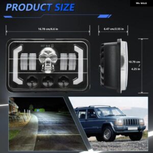 汎用 4X6インチ トラック 用 ヘッドライト フロント フォグランプ 12V 24V DRL ハイロービーム ハロー オートバイ バイク SUV トラック ランプ - 1PCS　B