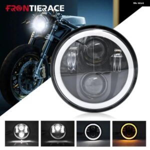 ヘッドライト 5 75インチ ラウンドLEDライト オートバイ バイク フロント ヘッドライト ハイビーム 電球 120W 6000K ハーレー ヘッドライト