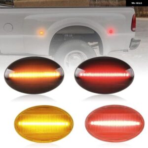 フォード F350 F450 F550 スーパーデューティ 1999-2010 クリアスモークレンズ リアLEDサイドマーカーランプ アンバー レッドフェンダーライト 4個