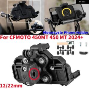 12/22MM オートバイ バイク GPS 電話 ホルダー スタンド ナビゲーション ブラック 延長 ブラケット CFMOTO 450MT 450 MT 2024+
