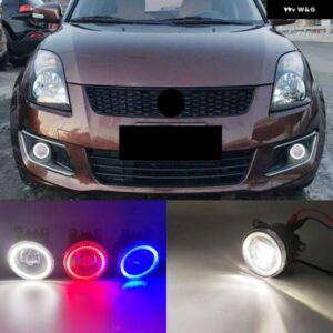 2機能 自動 LED DRL デイタイム ランニングライト 車 エンジェルアイズ フォグランプ FOGLIGHT スズキ スイフト 2005-2016 2017 2018 カス