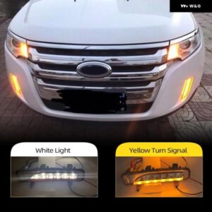 1ペア フォード エッジ 2009-14 デイライト車 LED DRL デイタイム ランニングライト とウインカー フォグランプ カスタムパーツ アクセサリ