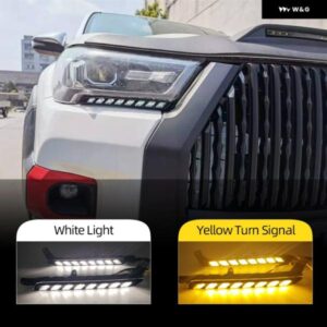 2個 LED ヘッドライト デイタイム ランニングライト トヨタ ハイラックス REVO ロッコ 2020 2021 2022 ターンイエローシグナル DRL デイライ