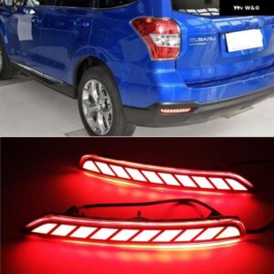 車 LED リフレクター リア フォグランプ リアバンパー ブレーキライト ダイナミックウィンカーライト スバル フォレスター 2008 - 2019 カ - Smoke　Cover