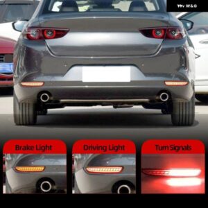1ペア リアリフレクター フォグランプ マツダ3 MAZDA3 アクセラ 2019-21 車 LED リアバンパー ブレーキライト ダイナミックウィンカーライト