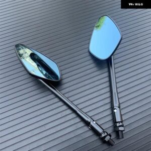 オートバイ ブラック 汎用 8MM /10MM サイドミラー バックミラー 落下防止 折りたたみ CNC アルミ ミラー カスタムパーツ アクセサリー 交