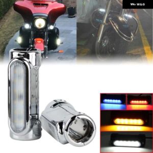 ハーレー ウインカー バイク ツーリングモトバンパーライト オートバイ バースイッチ バックドライビングライトホワイトアンバー LED クラッ